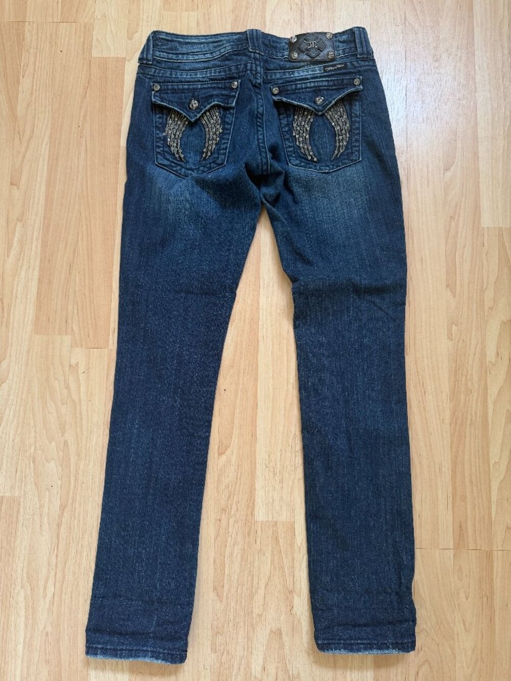 Miss Me Skinny Jeans Size 30 Dark Wash Embellished Rhinestone Flap Pockets
